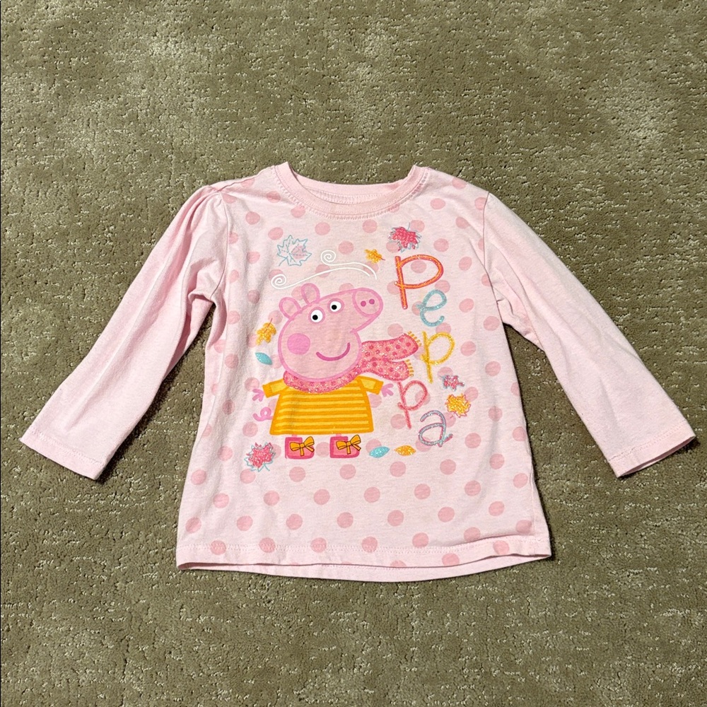Peppa Pig (Size 3T) Girls Pink Long Sleeve Shirt